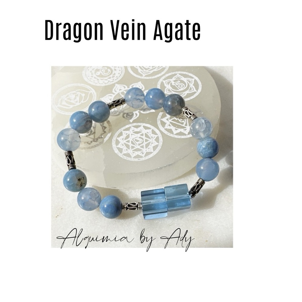 Dragon vein agate beaded bracelet/the power of the dragon - Picture 3 of 9